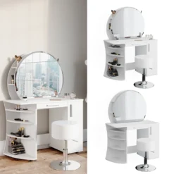 Vicco Schminktisch Frisiertisch Frisierkommode Almina Weiß Mit Spiegel + Hocker