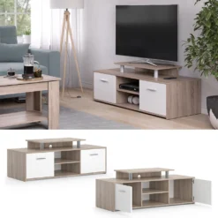 Vicco TV-Regal Lux Sonoma Weiß 136 X 51 X 53 Cm Holzwerkstoff
