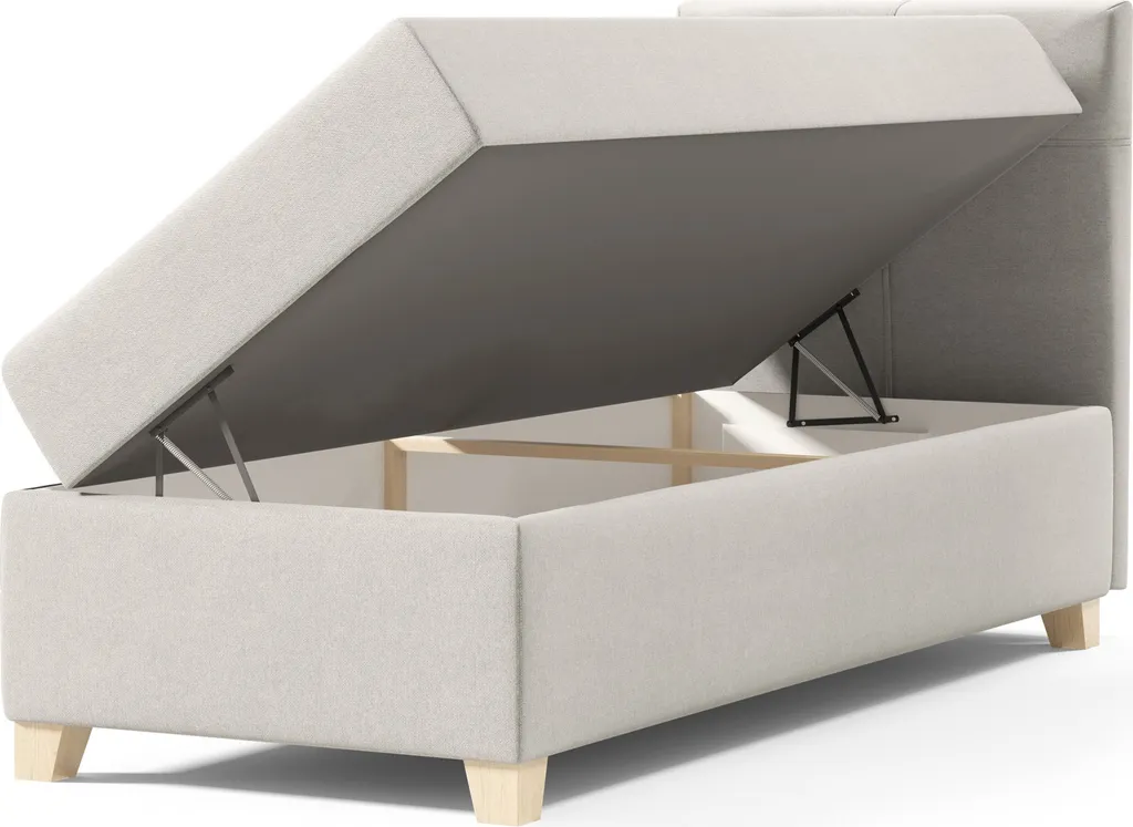 Boxspringbett Candy Mini Mit Bettkasten Und Topper - Einzelbett Mit Bonell-Matratze Und Topper, Bett Mit Holzfüße, Jugendbett, Kinderbett (Blau (Soro 76), 100 X 200 Cm) – Bild 2