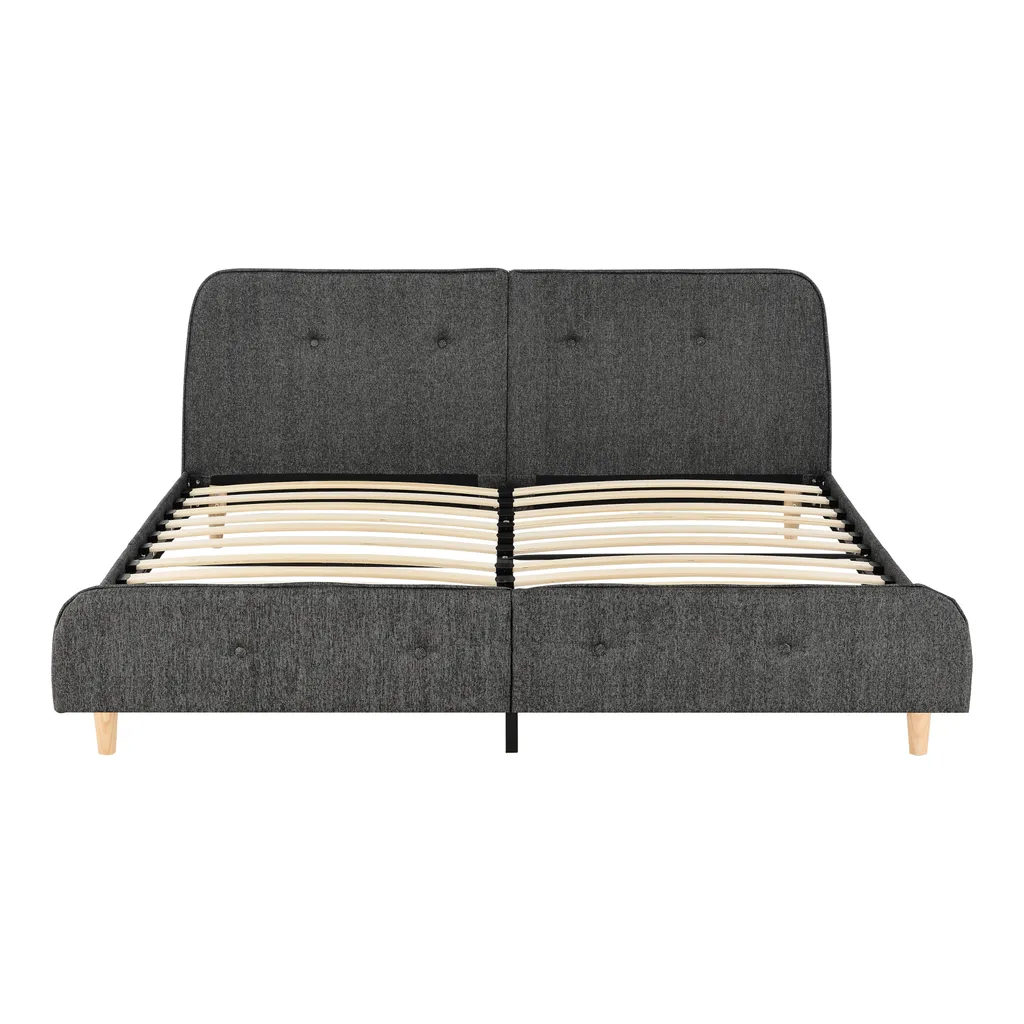 Polsterbett Silkeborg 180x200cm Doppelbett Ehebett Bett Mit Lattenrost Leinen Dunkelgrau – Bild 5