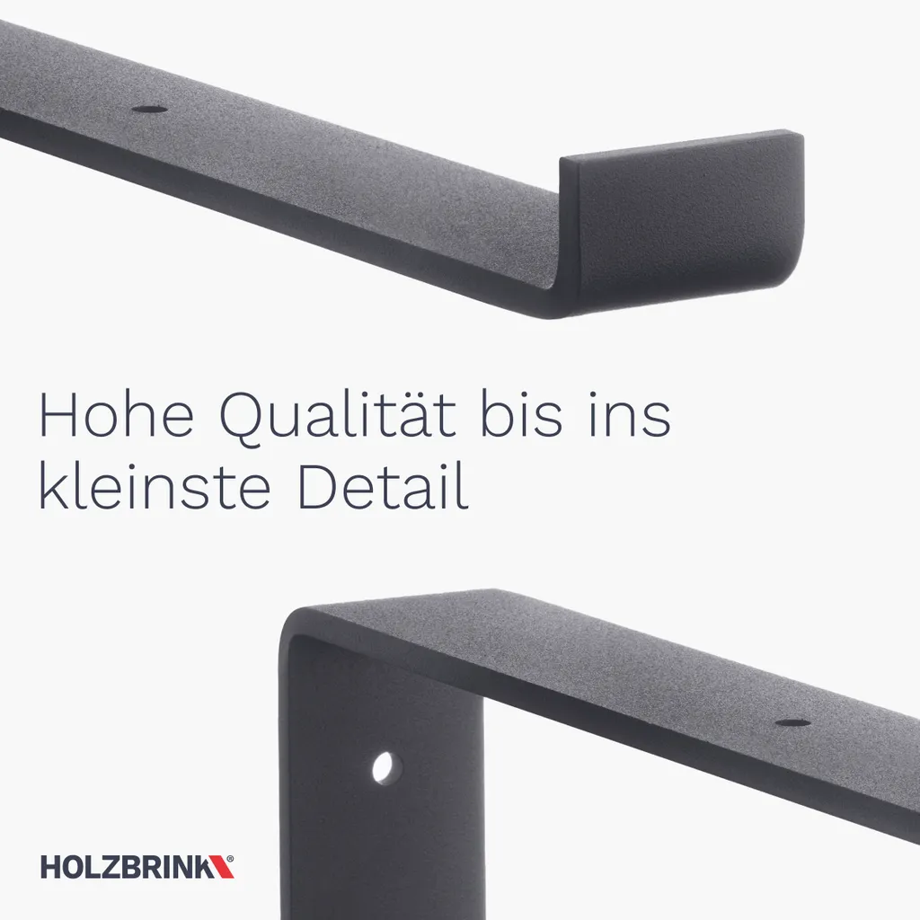 HOLZBRINK Metall Regalträger Für Wandregal, Wandhalterung 200 Mm, Schwarz, 2 Stück, HLR-Z-200-9005 – Bild 4