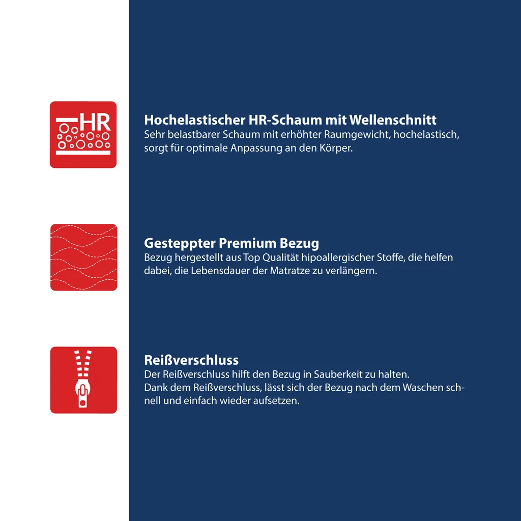 Matratze 90x200 Cm SPACE Höhe Ca. 20 Cm H3 H4 7 Zonen Kaltschaum – Bild 6