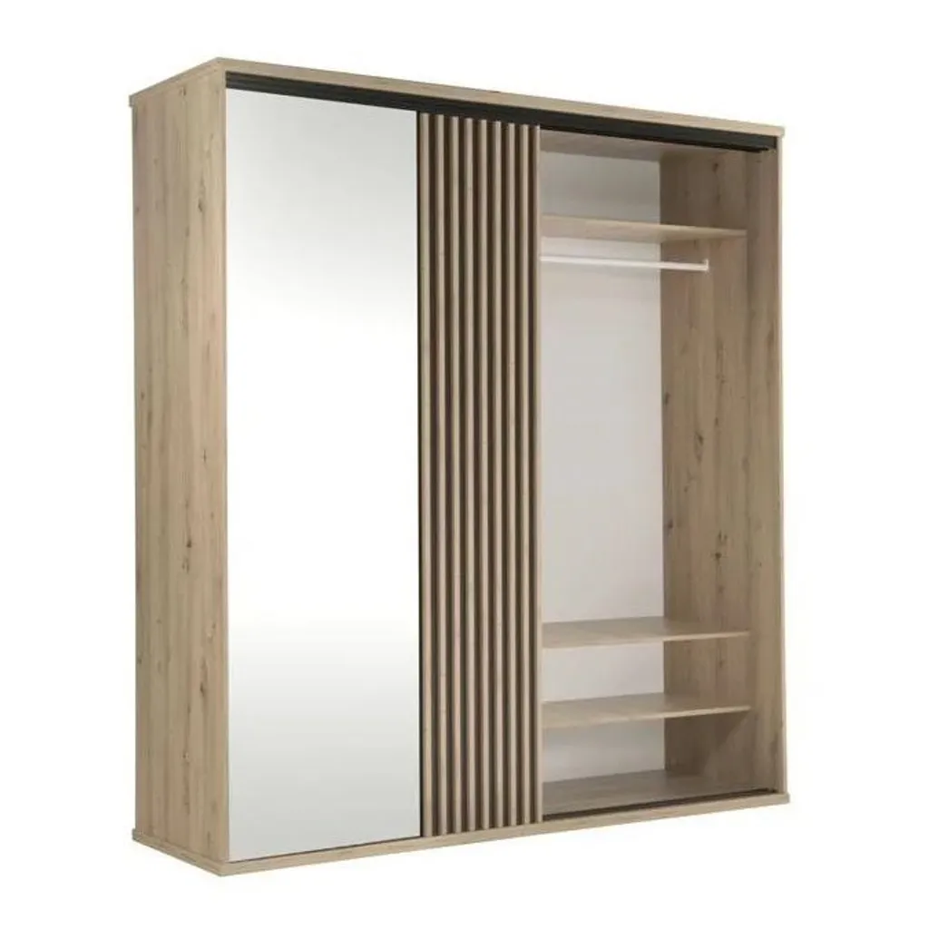 FURNIX Kleiderschrank CALLINI C-15 Mit Schiebetüren Und Spiegel Artisan Eiche – Bild 2