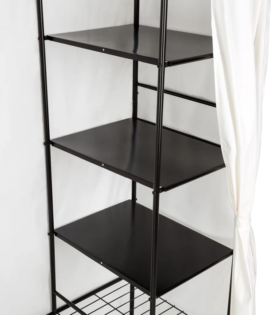 Tectake Metall-Garderobenschrank Mit Vorhang 112x207x57cm - Schwarz – Bild 6