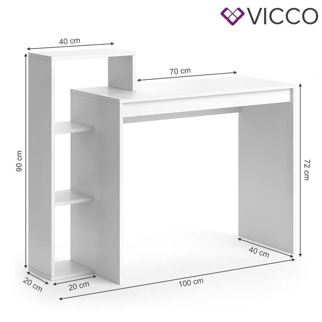 Vicco Schreibtisch Leo Weiß 110 X 91 X 40 Cm Holzwerkstoff – Bild 3