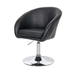 Esszimmerstuhl MCW-F19, Küchenstuhl Stuhl Drehstuhl Loungesessel, Drehbar Höhenverstellbar Kunstleder Schwarz