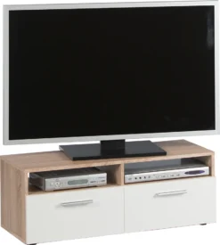 TV-Lowboard Fernsehtisch Rack Unterschrank HiFi Element Sideboard "Ruth I" Sonoma/Eiche Weiß