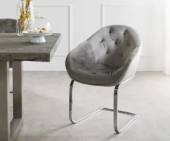 DELIFE Schwingstuhl Gaio-Flex Samt Grau Freischwinger Flach Chrom