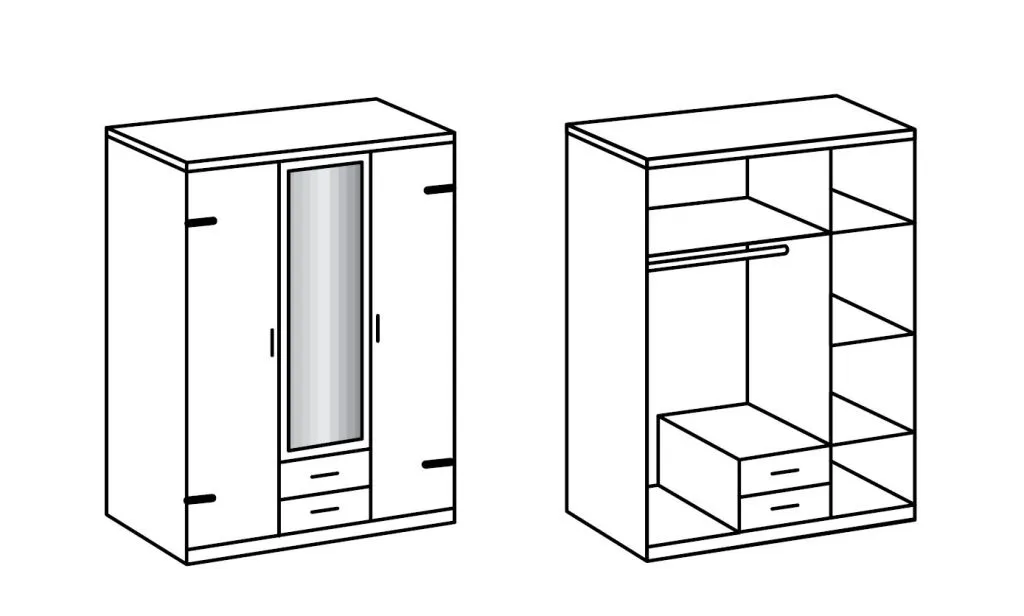 Liverpool 3-türiger Kleiderschrank Mit Spiegel Plankeneiche / Graphit – Bild 6