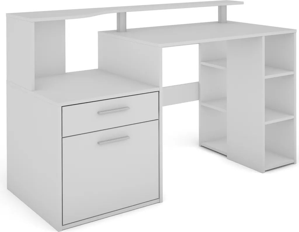 HOMEXPERTS Schreibtisch LARRY, Breite 140 Cm, In Weiß, Mit Viel Stauraum – Bild 2