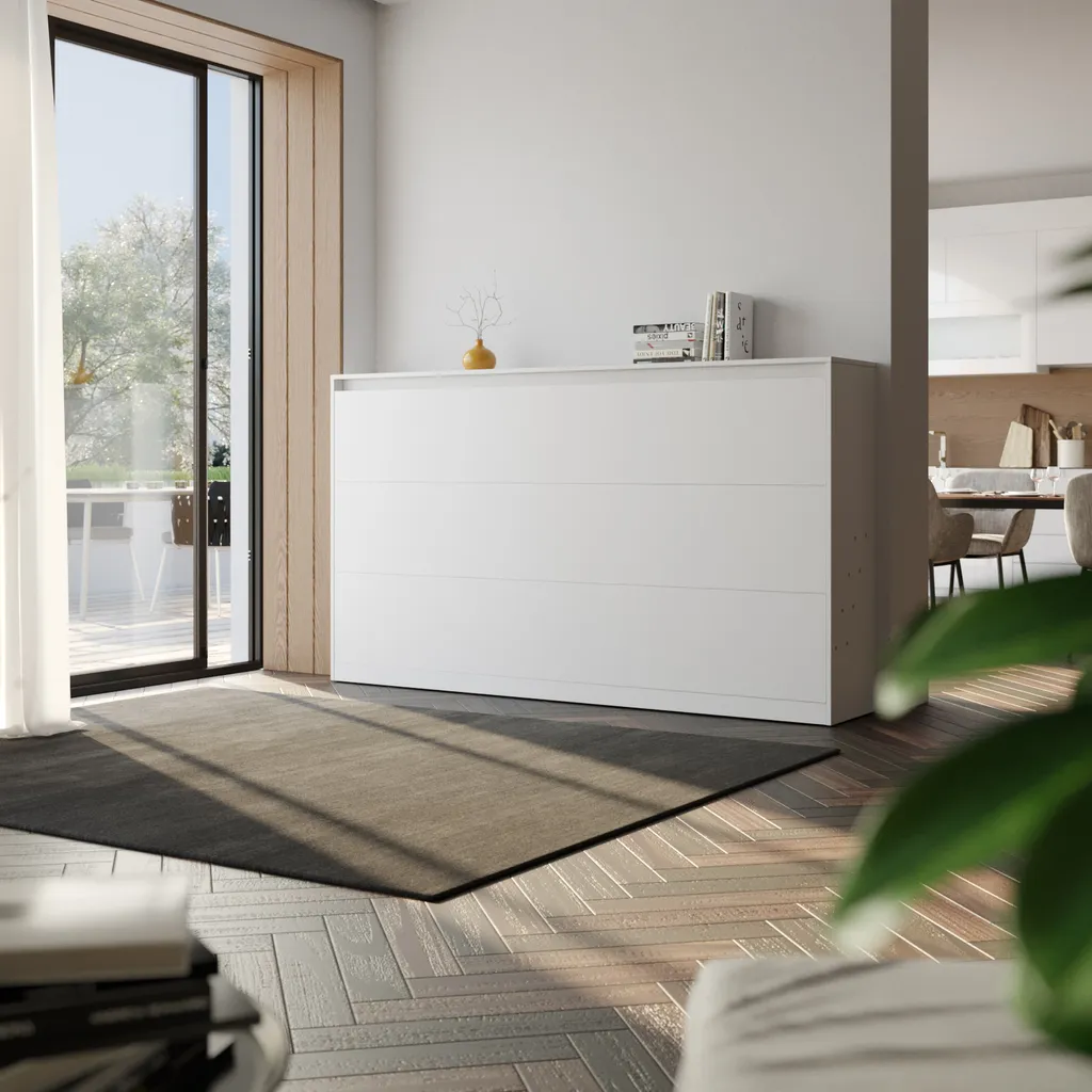 SMARTBett Schrankbett Classic 100x200cm Horizontal Weiss – Bild 2