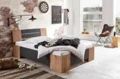 BMG Möbel Futonbett Graz Bett Holzbett Doppelbett 140x200 Cm Germany (Ohne Rollrost)
