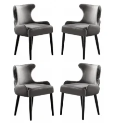 Life Interiors Oxford LUX Samt-Esszimmerstühle, 4er-Set