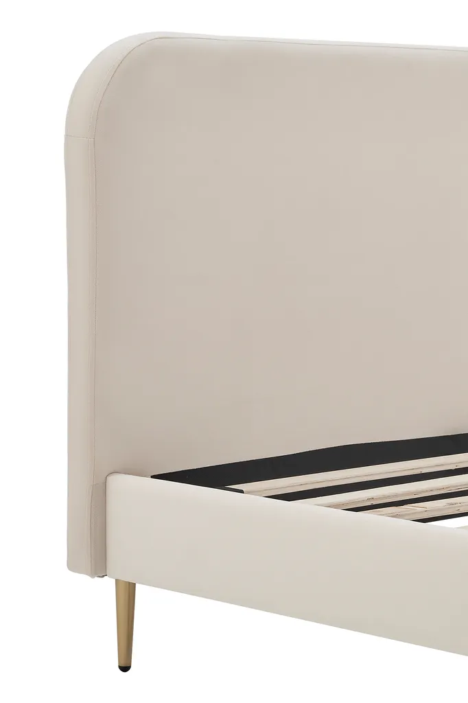 SalesFever Polsterbett Mit Samtbezug | 140 X 200 Cm | Inklusive Lattenrost | B 151,5 X T 214,5 X H 91 Cm | Beige – Goldfarben