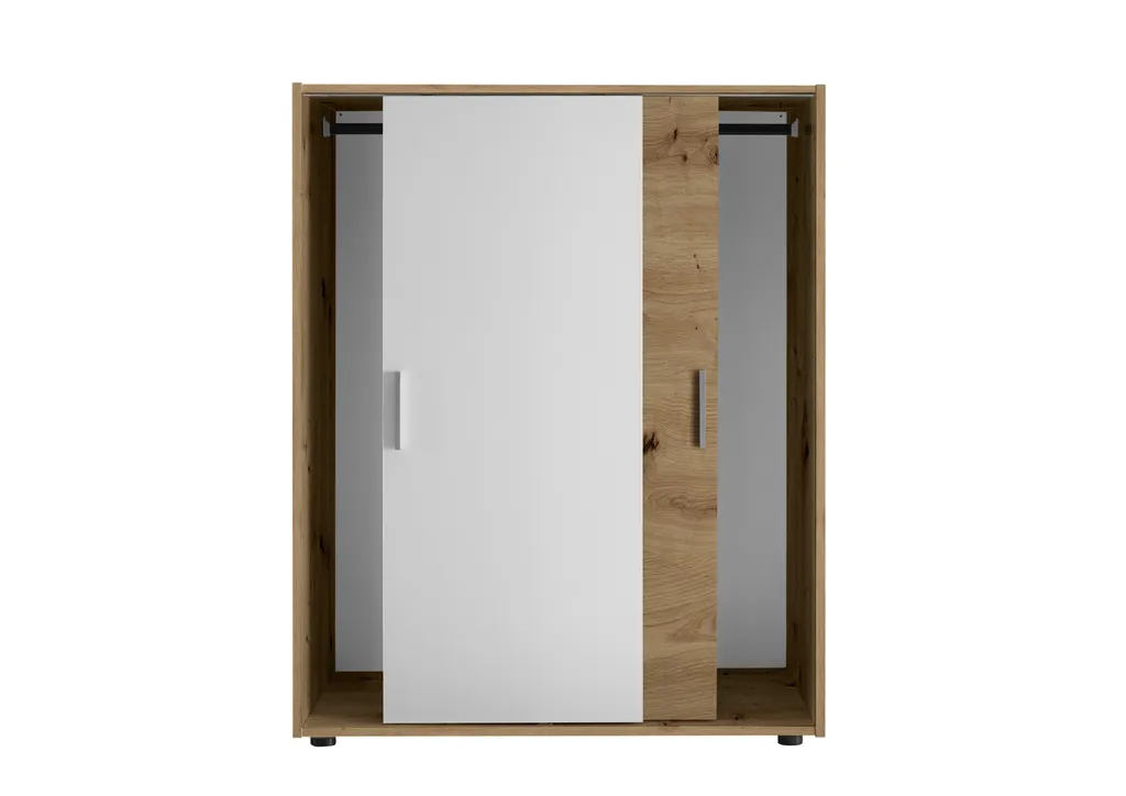 Kleiderschrank Schrank Schiebetürenschrank Kommode Mini-Schrank "Case II" Artisan Eiche/Weiß – Bild 3
