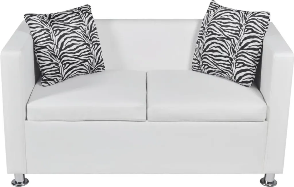 VidaXL 2-Sitzer-Sofa Kunstleder Weiß – Bild 3