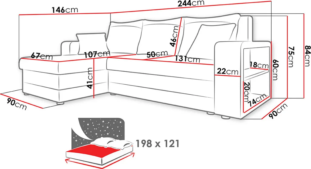 Mirjan24 Ecksofa Fano Lux, Eckcouch Mit Zwei Bettkasten Und Schlaffunktion, L-Form Sofa Seite Universal Vom Hersteller (Lux 05 + Lux 06) – Bild 4