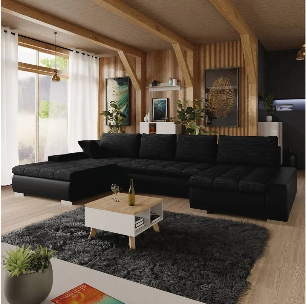 Mirjan24 Ecksofa Caro, U-Form Couch Mit Bettkasten Und Schlaffunktion, Polsterecke, Couchgarnitur Für Wohnzimmer (Soft 011 + Lawa 06) – Bild 16