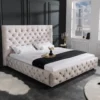 Design Doppelbett PARIS 180x200cm Champagner Samt Chesterfield Polsterbett