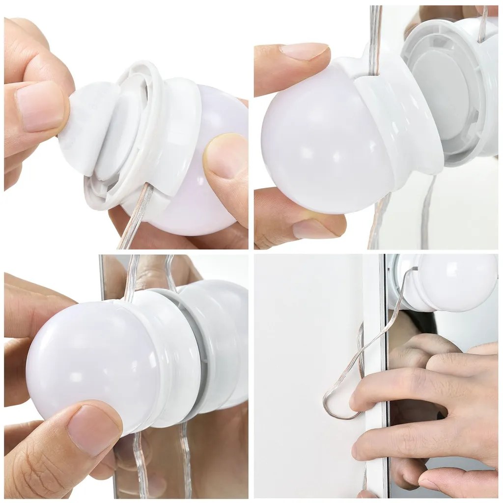 Juskys Schminktisch Bella Mit LED Beleuchtung, Spiegel, Schublade & 4 Ablagefächern - 108 X 40 X 140 Cm - Holz - Weiß - Kosmetiktisch Frisiertisch – Bild 16