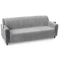 JEMIDI Sofaschoner 3 Sitzer Mit Armlehnen 191x279cm - Sofa Bezug Couch Schoner Aus Polyester - Sofahusse Sofabezug Waschmaschinenfest Zum Wenden - Grau