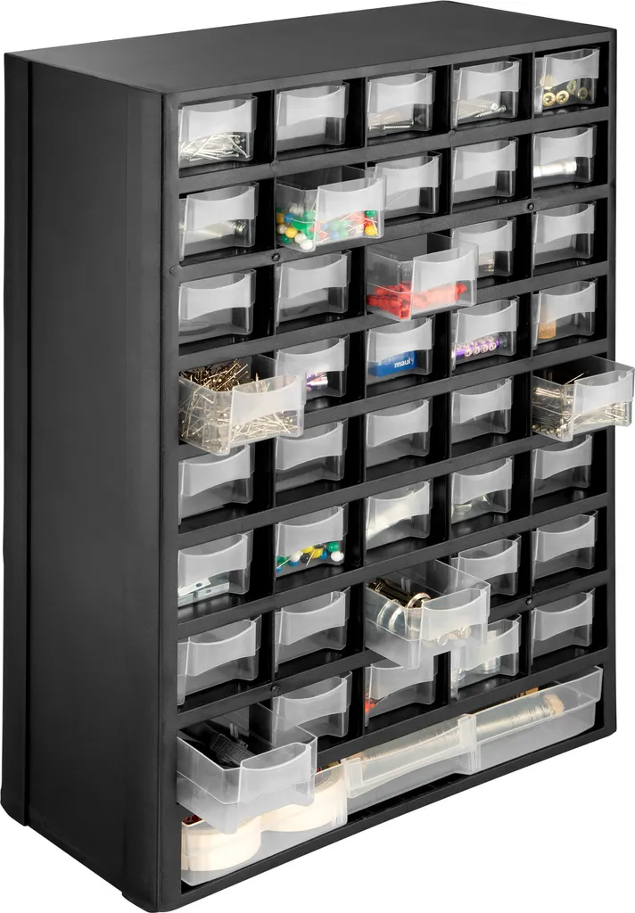 Tectake Sortimentskasten Kleinteilemagazin, 41 Schubfächer - Schwarz/weiß – Bild 2