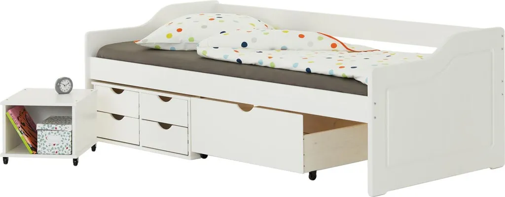 Funktionsbett Funktionsliege Kojenbett Kinderbett Jugendbett 90 X200 Kiefer Weiß – Bild 3