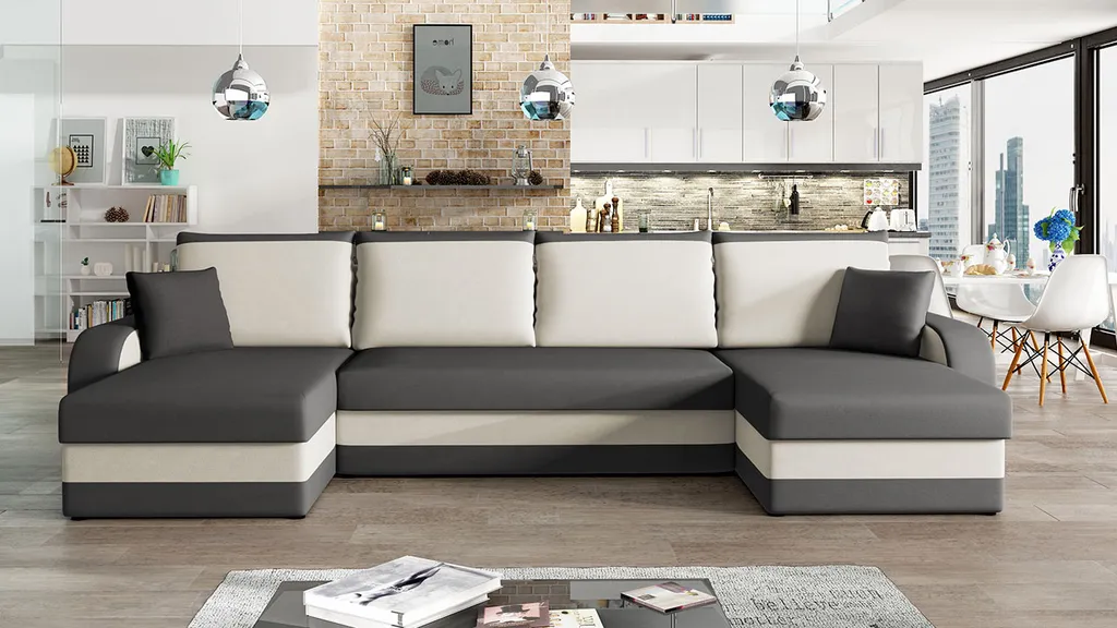 Mirjan24 Ecksofa Kris U, Stilvoll Eckcouch Mit Bettkasten Und Schlaffunktion, U-Form Couch, Schlafsofa (Alova 36 + Alova 71) – Bild 2