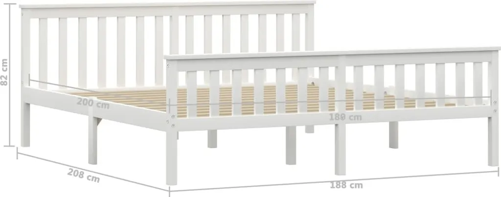 VidaXL Massivholzbett Weiß Kiefer 180x200 Cm – Bild 6