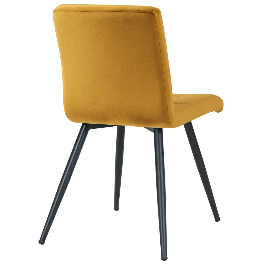 2er Set Esszimmerstuhl Polsterstuhl Stoff Samt Oder Stoff Lederoptik, Farbe:Gelb, Material:Samt – Bild 6