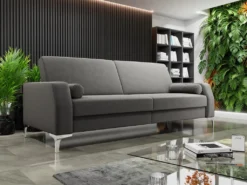 Mirjan24 Schlafsofa Noelia, Stilvoll Polstersofa Mit Schlaffunktion Und Bettkasten, Elegant Kissen, Couch (Farbe: Manila 16)
