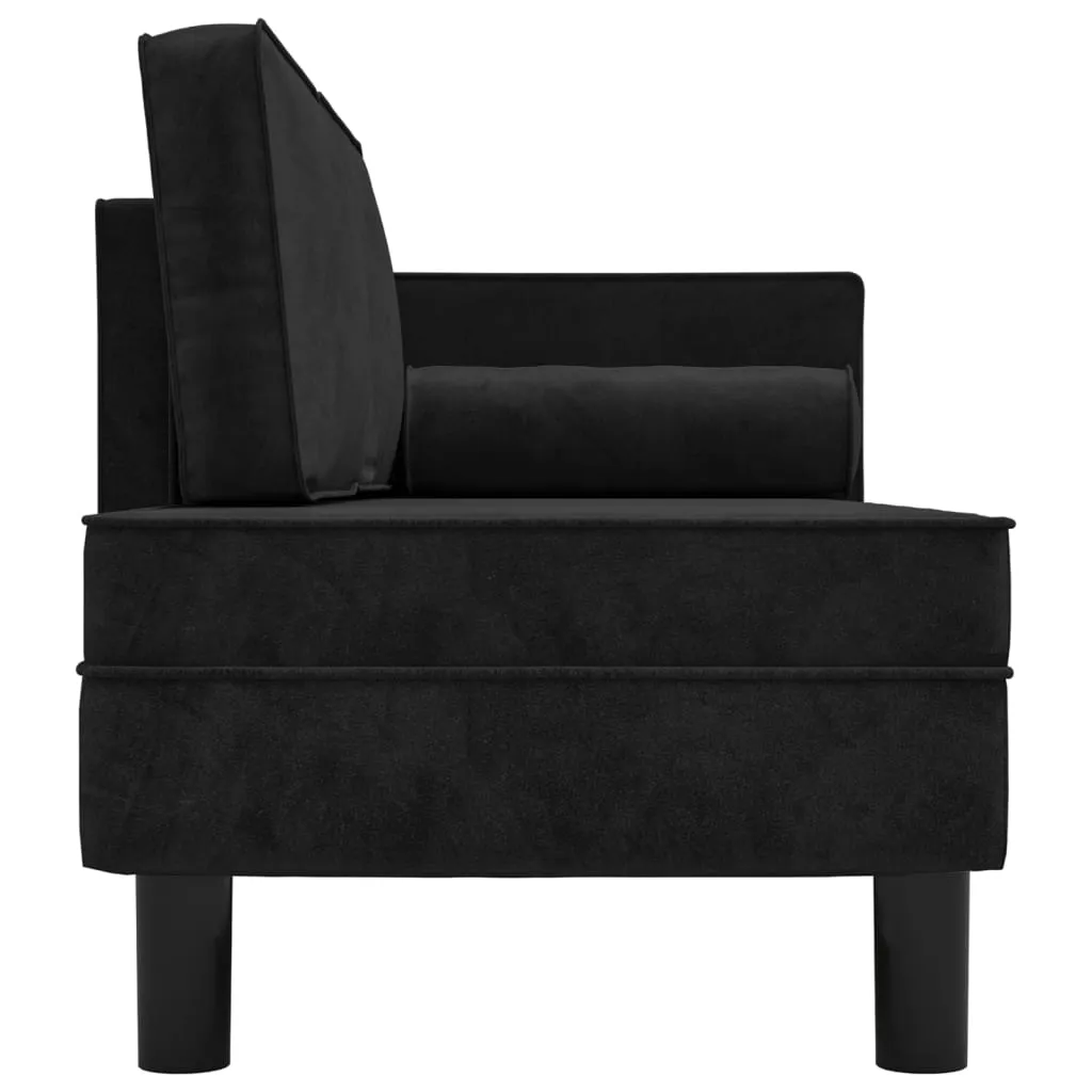 VidaXL Chaiselongue Mit Kissen Und Nackenrolle Schwarz Samt – Bild 4