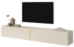 Selsey BISIRA - TV-Möbel 200 Cm Beige Mit Goldeinsatz