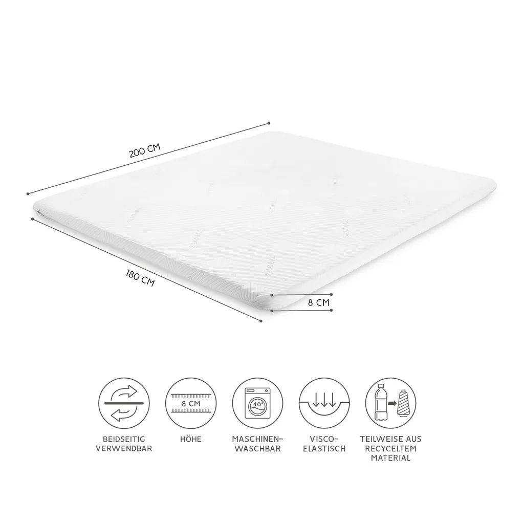 Topper Matratzen Auflage 180x200 Matratzentopper Matratzenschoner Gelschaum 8cm – Bild 3
