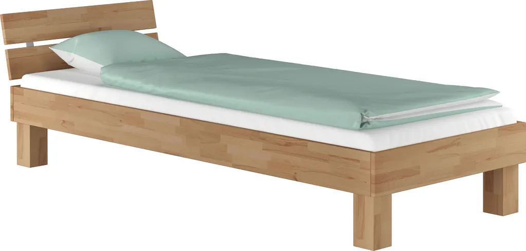 Buchebett Einzelbett Holzbett Überlänge 100x220 Futonbett Jugendbett Zubehör Wählbar V-60.86-10-220Rollrost Und Matratzen Inkl.