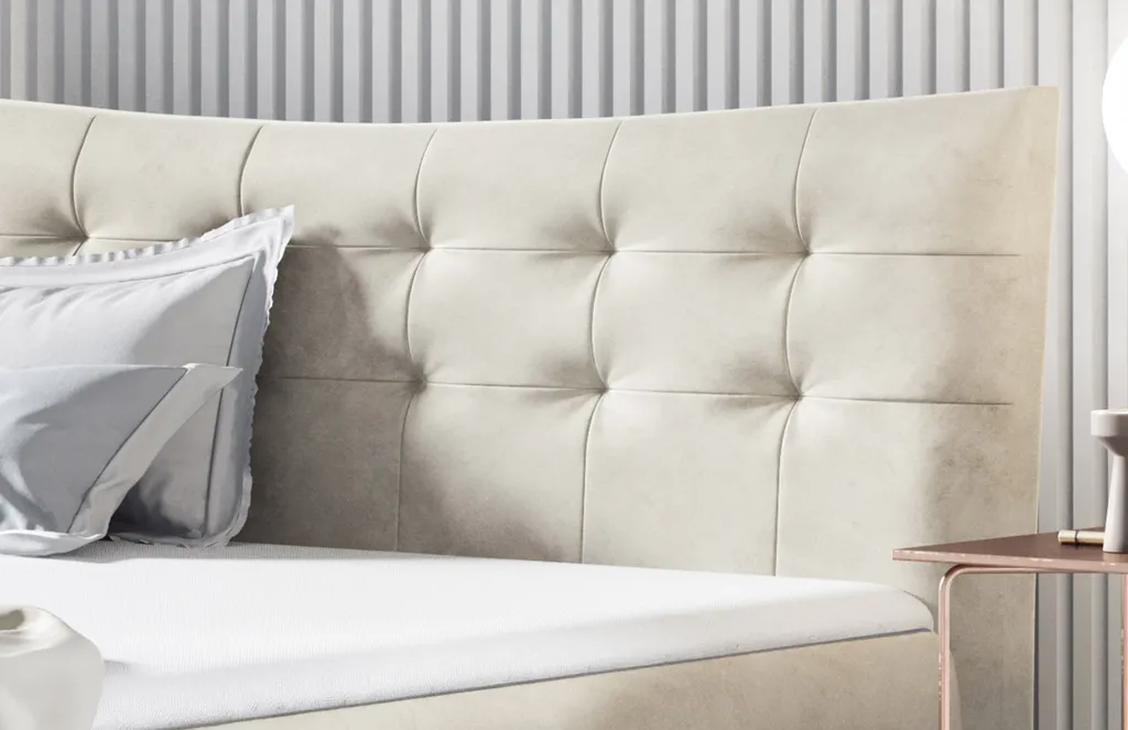 MKS MEBLE Boxspringbett - Doppelbett Mit Multipocket-Matratze - Polsterbett Mit Kopfstütze - Deko Bed Servillo 200 X 200 Cm - H3 Creme – Bild 4