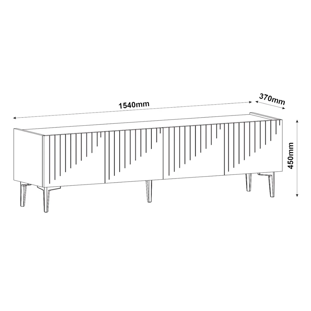 TV Board Oppdal Lowboard 45 X 154 X 37 Cm Fernsehtisch TV-Schrank Weiß/Marmor Schwarz – Bild 4