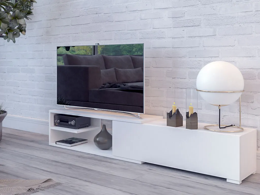 Mirjan24 TV-Lowboard Cliff, Ausziehbarer TV-Schrank, TV-Unterschrank Vom Hersteller, Sideboard (Farbe: Weiß) – Bild 6