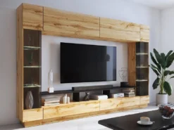 TV Möbel TV-Wand Mit LEDs - Naturfarben - BRIANO