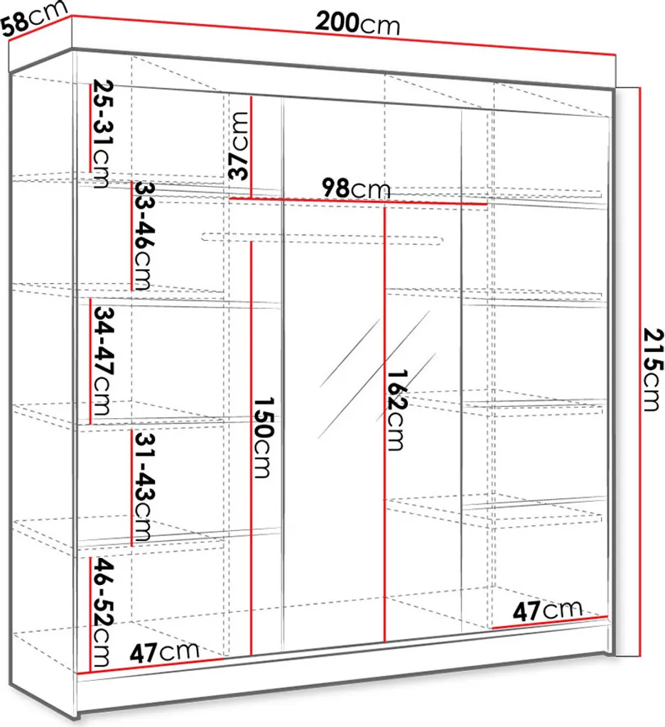 Mirjan24 Schiebetürenschrank Derby VI, Kleiderschrank, Stilvoll Schlafzimmer Garderobenschrank (Farbe: Weiß) – Bild 5