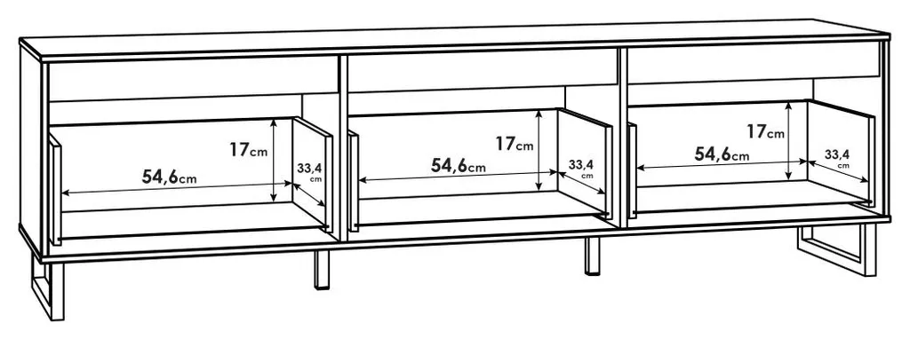 Lowboard SOLLETICO HIFI TV Fernseher Kommode Ca. 186 X 54x 42 Cm Bartex Eiche Nb. Staboptik – Bild 9
