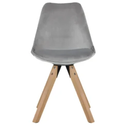 Stuhl Esszimmerstuhl Küchenstuhl 2er Set Grau Holz Beine Stoff Samt