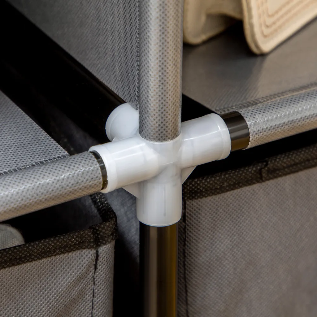 HOMCOM Stoffschrank, Kleiderschrank Mit Kleiderstangen Und Schubladen, Faltschrank Mit Reißverschluss, Faltbare Garderobe Für Schlafzimmer, Vliesstoff, Dunkelgrau, 125 X 43 X 162,5 Cm – Bild 8