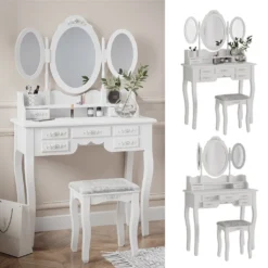 Vicco Schminktisch Diana + Hocker Weiß 85 X 147 X 40 Cm Holzwerkstoff