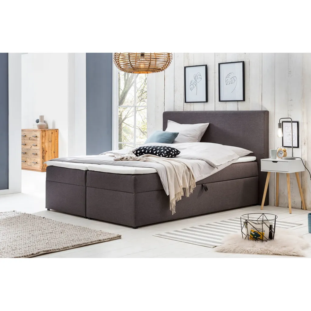 Möbelfreude Polsterbett Mit Bettkasten Modell: Bianca, 160 X 200 Cm Härtgrad H2, Anthrazit Inkl. Topper, Mit Bettkasten – Bild 3