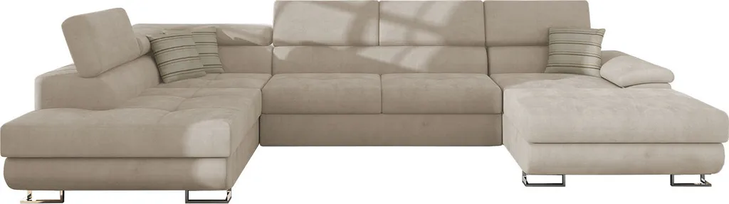 Mirjan24 Ecksofa Cotere Bis, Eckcouch Mit Bettkasten, U-Form Schlafsofa Vom Hersteller, Wohnlandschaft (Uttario Velvet 2979 + Senegal 825, Seite: Links) – Bild 2