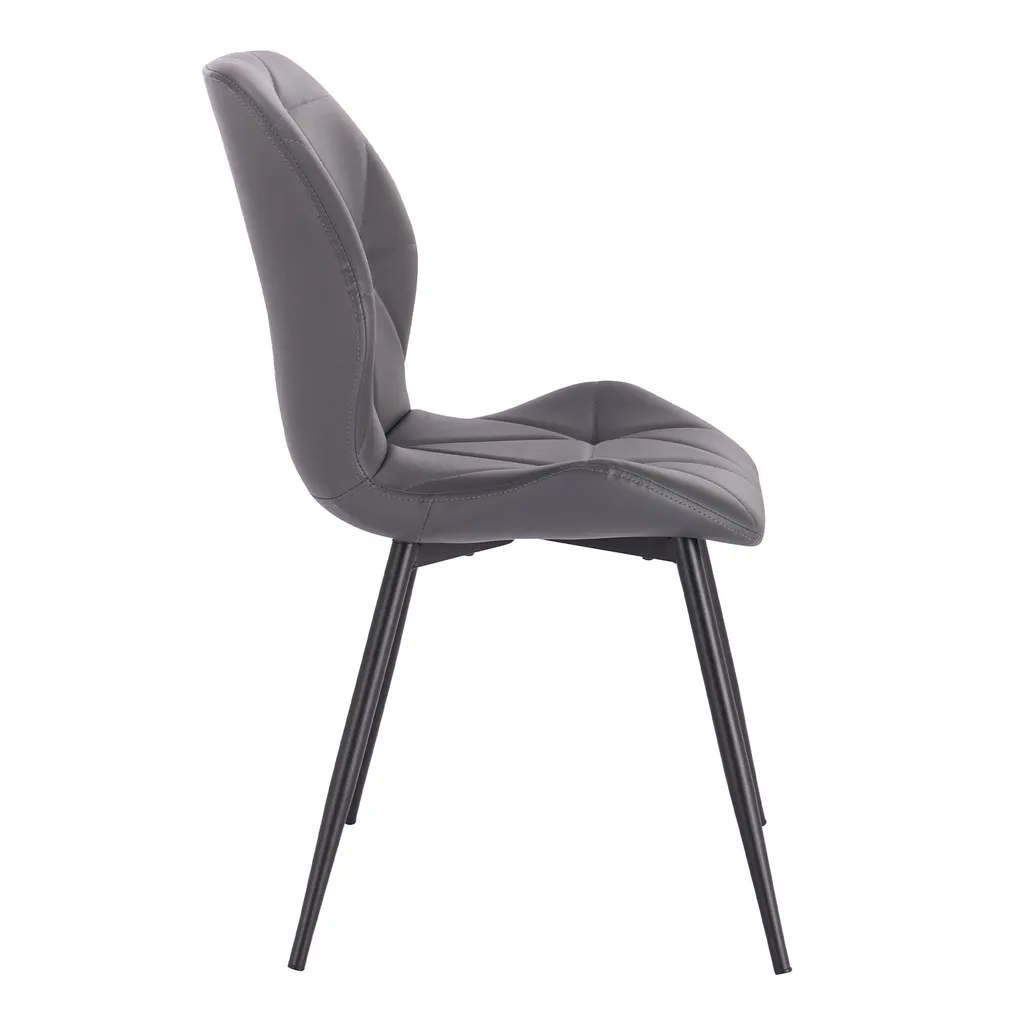 SVITA JAMIE 2er Set Esszimmerstuhl Polsterstuhl Ohne Armlehnen Kunstleder Grau – Bild 5