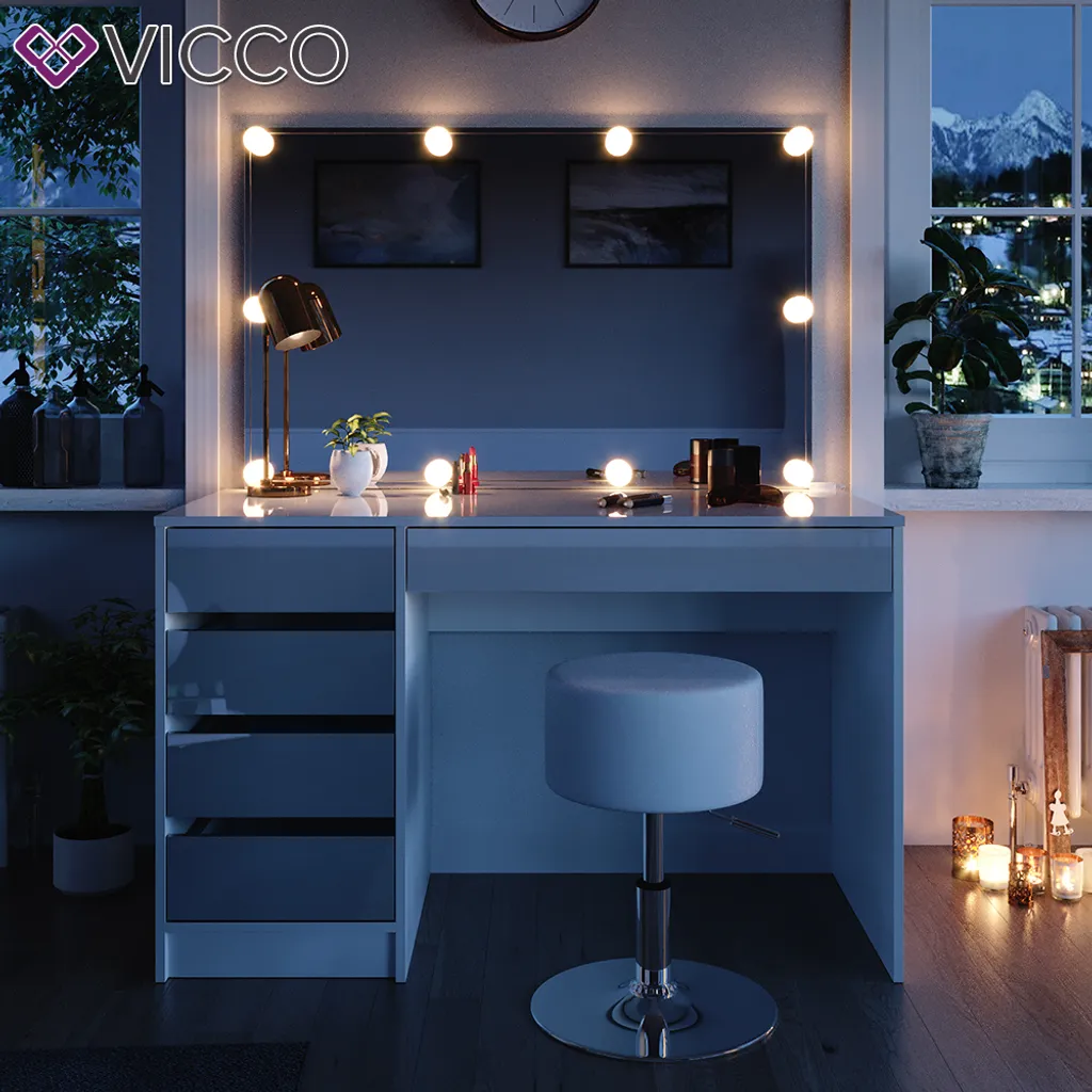 Vicco Schminktisch – Stilvoller Frisiertisch Mit Spiegel Und Schubladen – 120 X 55 Cm, Weiß – Bild 5