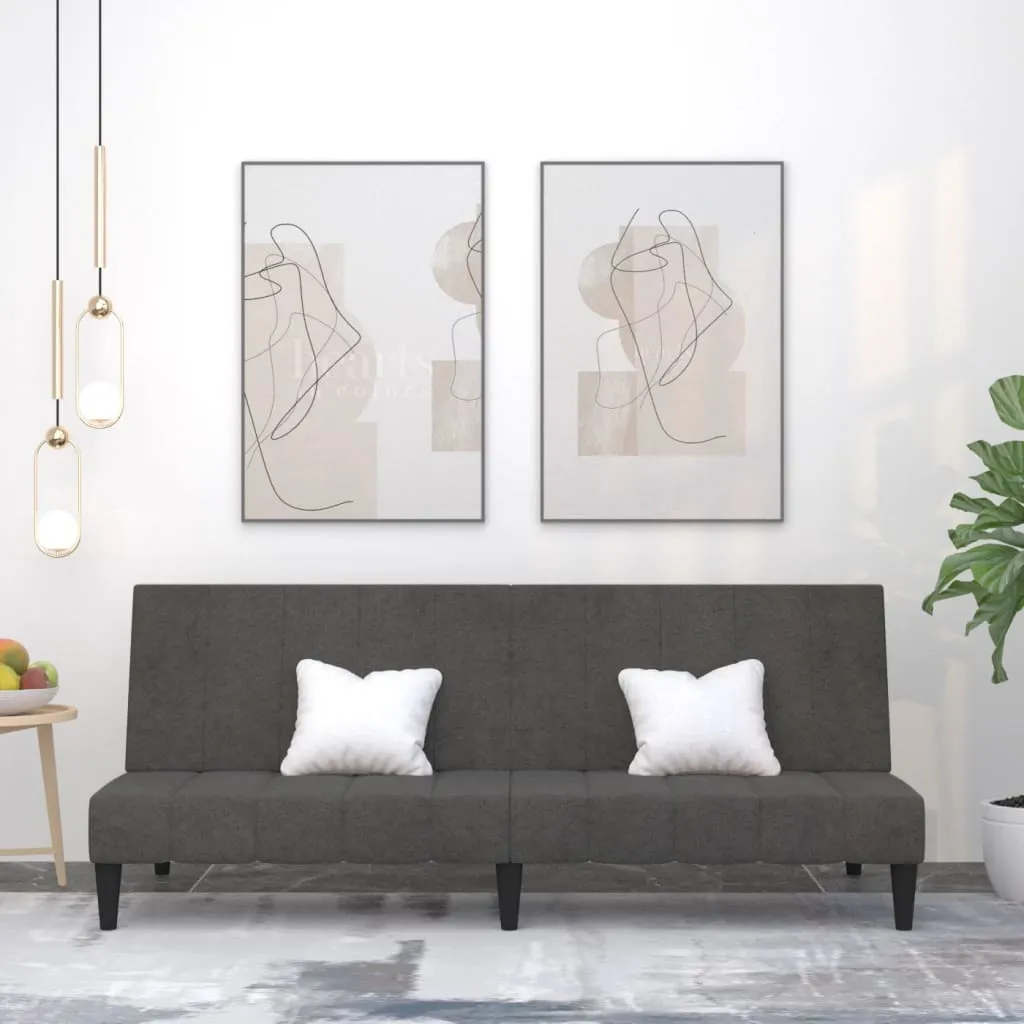 VidaXL Schlafsofa 2-Sitzer Dunkelgrau Mikrofasergewebe – Bild 2