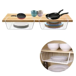 2er-Set Aufbewahrungskorb Regal Kleiderschrank Küche Schreibtisch Bad Schrank Hängekorb Metall Aufbewahrung Regal Korb Organizer Drahtkorb Regaleinhängekorb Körbe Set Regalkörbe Aufbewahrungskörbe Ablagekorb